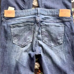 Hollister Ripped Bootcut Jeans 30/33 Blue Stretch NWT